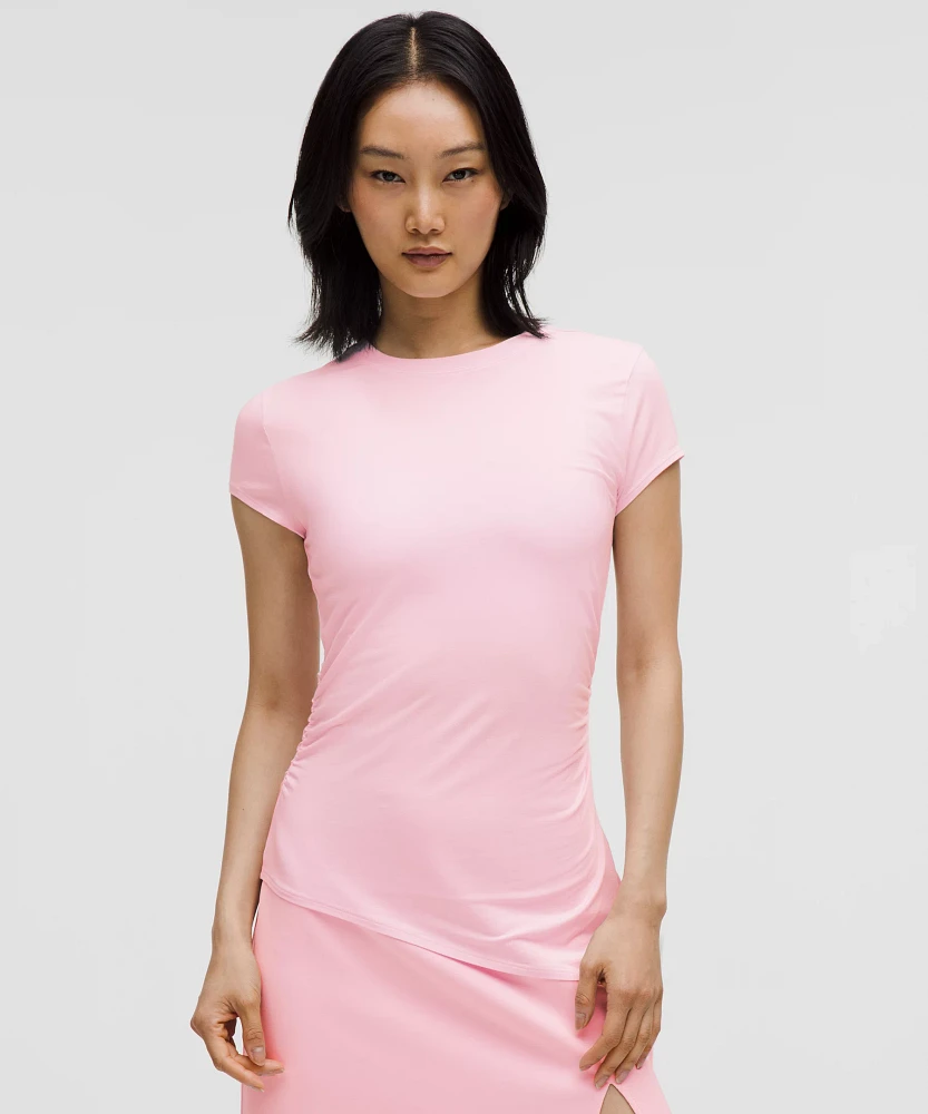 Modal-Silk Asymmetrical-Hem T-Shirt | Women's Short Sleeve Shirts & Tee's