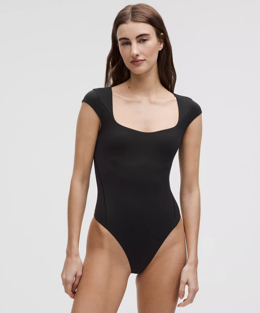 Wundermost Ultra-Soft Nulu Sweetheart Cap-Sleeve Thong Bodysuit | Women's Bodysuits