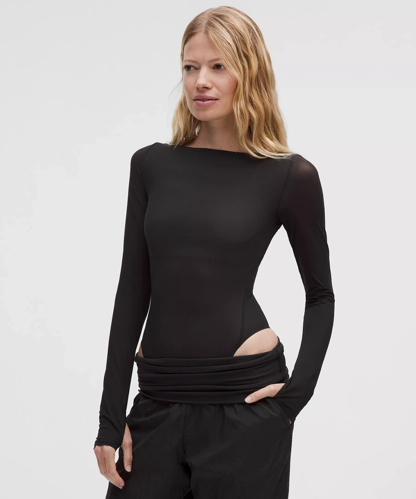 Wundermost Ultra-Soft Nulu Mesh Boatneck Long-Sleeve Bodysuit | Women's Bodysuits