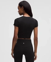 Modal-Silk Twist-Front Cropped T-Shirt | Women's Short Sleeve Shirts & Tee's
