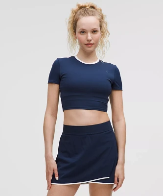 Tight-Fit Cropped Shelf-Bra T-Shirt *Medium Support, B/C Cup | Women's Short Sleeve Shirts & Tee's