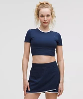 Tight-Fit Cropped Shelf-Bra T-Shirt *Medium Support, B/C Cup | Women's Short Sleeve Shirts & Tee's