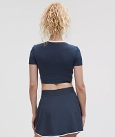 Tight-Fit Cropped Shelf-Bra T-Shirt *Medium Support, B/C Cup | Women's Short Sleeve Shirts & Tee's