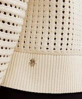 Cotton Crochet Mesh Relaxed-Fit Cardigan | Women's Sweaters