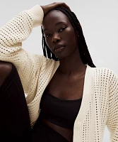 Cotton Crochet Mesh Relaxed-Fit Cardigan | Women's Sweaters