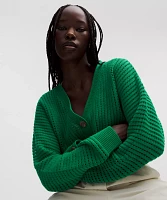 Cotton Crochet Mesh Relaxed-Fit Cardigan | Women's Sweaters