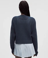 Cotton Crochet Mesh Relaxed-Fit Cardigan | Women's Sweaters