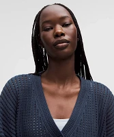 Cotton Crochet Mesh Relaxed-Fit Cardigan | Women's Sweaters