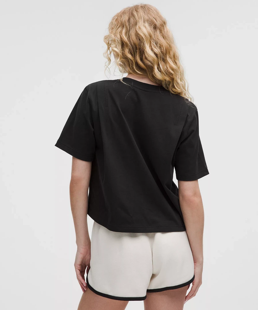 Cotton Jersey Stitch-Detail T-Shirt | Women's Short Sleeve Shirts & Tee's