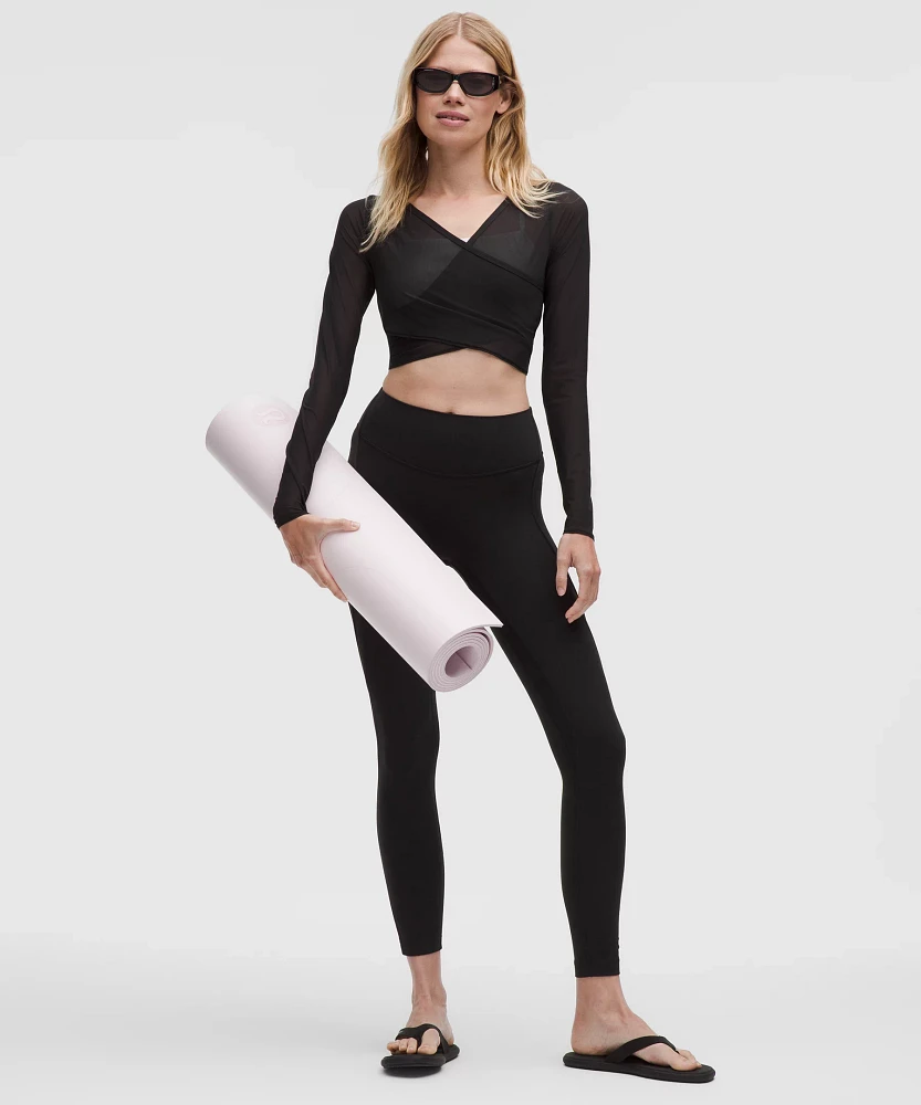 Mesh Wrap-Front Long-Sleeve Shirt | Women's Long Sleeve Shirts