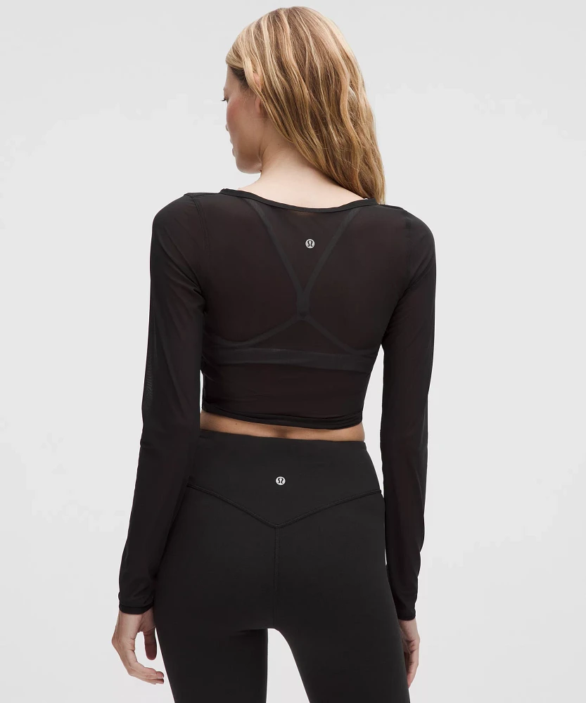 Mesh Wrap-Front Long-Sleeve Shirt | Women's Long Sleeve Shirts