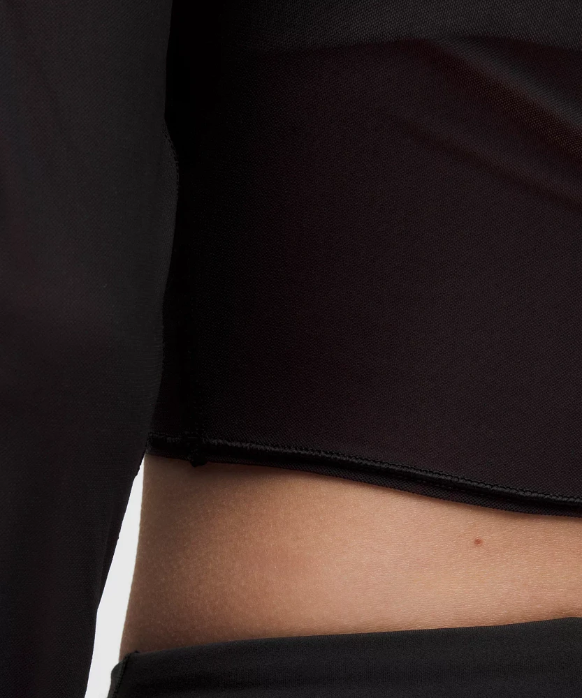 Mesh Wrap-Front Long-Sleeve Shirt | Women's Long Sleeve Shirts