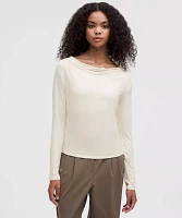 Modal-Silk Cowl-Neck Long-Sleeve Shirt | Women's Long Sleeve Shirts