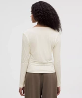 Modal-Silk Cowl-Neck Long-Sleeve Shirt | Women's Long Sleeve Shirts