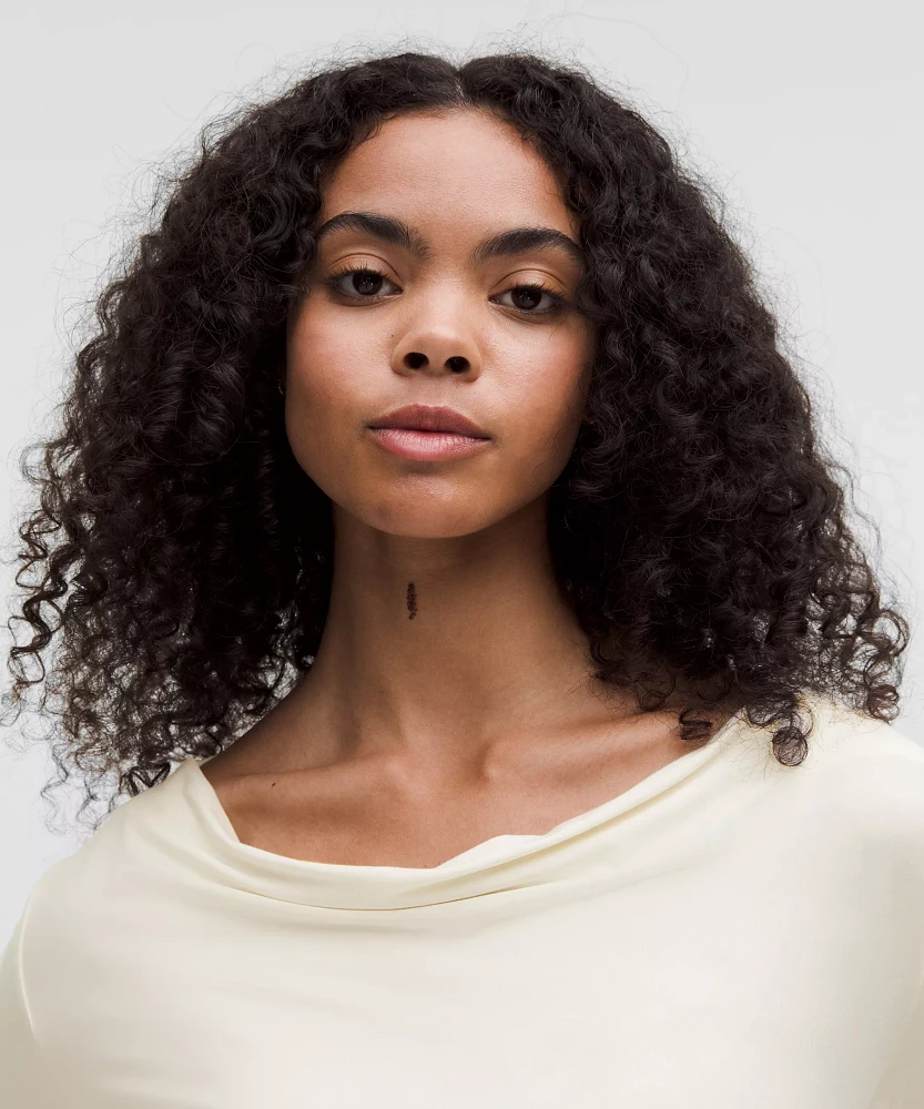 Modal-Silk Cowl-Neck Long-Sleeve Shirt | Women's Long Sleeve Shirts