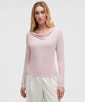 Modal-Silk Cowl-Neck Long-Sleeve Shirt | Women's Long Sleeve Shirts