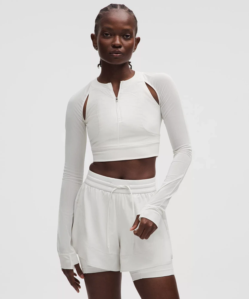 Mesh Cropped Long-Sleeve Shirt *SLNSH Collection | Women's Long Sleeve Shirts