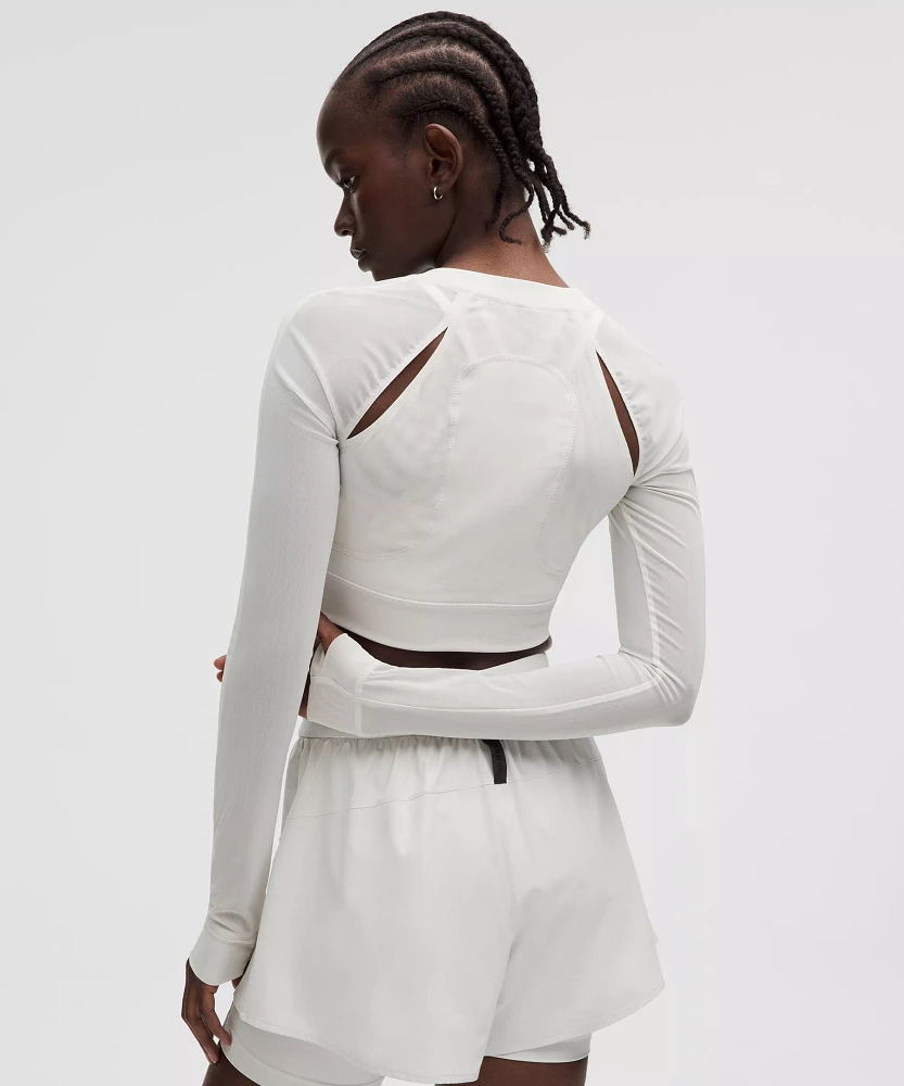 Mesh Cropped Long-Sleeve Shirt *SLNSH Collection | Women's Long Sleeve Shirts