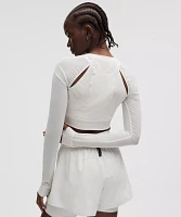 Mesh Cropped Long-Sleeve Shirt *SLNSH Collection | Women's Long Sleeve Shirts