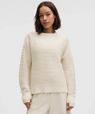Cotton Crochet Pullover | Women's Sweaters