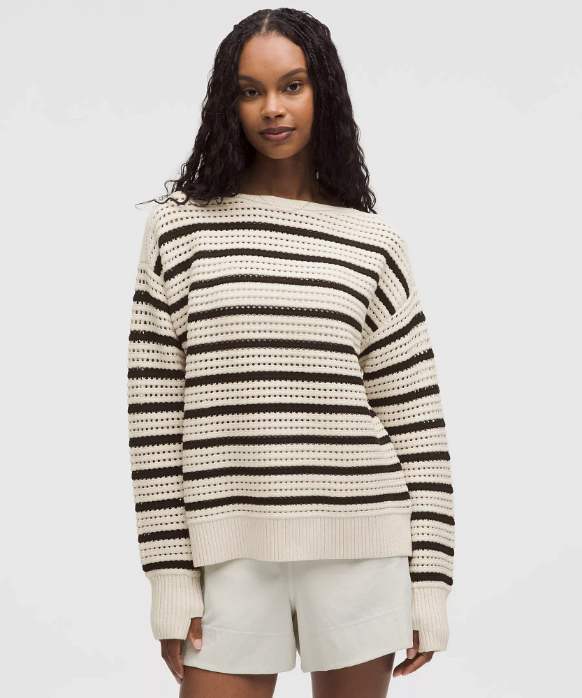 Cotton Crochet Pullover | Women's Sweaters