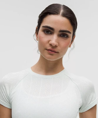 Swiftly Pointelle Cropped Short-Sleeve Shirt | Women's Short Sleeve Shirts & Tee's