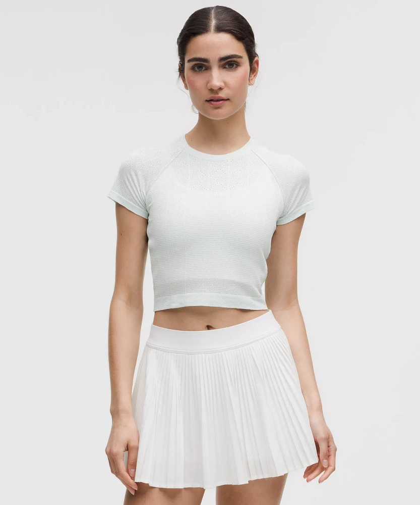 Swiftly Pointelle Cropped Short-Sleeve Shirt | Women's Short Sleeve Shirts & Tee's