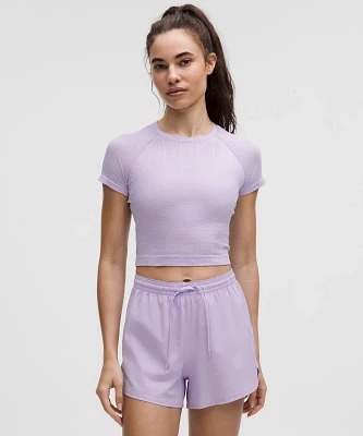Swiftly Pointelle Cropped Short-Sleeve Shirt | Women's Short Sleeve Shirts & Tee's
