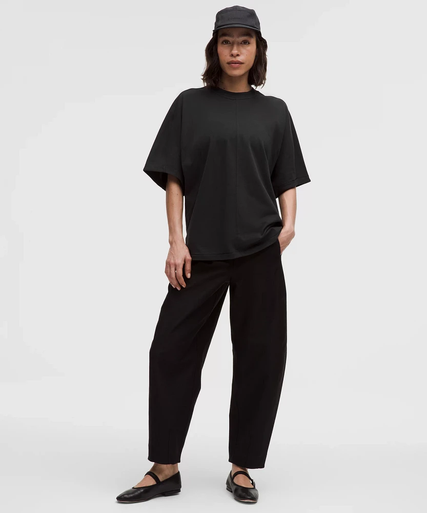 Cotton Jersey Oversized Stitch-Detail T-Shirt | Women's Short Sleeve Shirts & Tee's