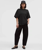 Cotton Jersey Oversized Stitch-Detail T-Shirt | Women's Short Sleeve Shirts & Tee's
