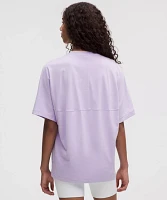 Cotton Jersey Oversized Stitch-Detail T-Shirt | Women's Short Sleeve Shirts & Tee's