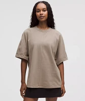 Cotton Jersey Oversized Stitch-Detail T-Shirt | Women's Short Sleeve Shirts & Tee's