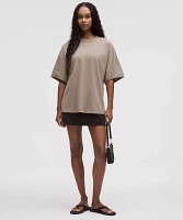 Cotton Jersey Oversized Stitch-Detail T-Shirt | Women's Short Sleeve Shirts & Tee's