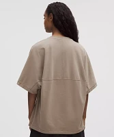 Cotton Jersey Oversized Stitch-Detail T-Shirt | Women's Short Sleeve Shirts & Tee's