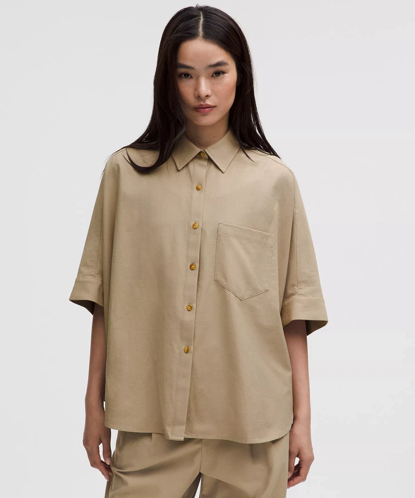 LuluLinen Relaxed Button-Up | Women's Short Sleeve Shirts & Tee's