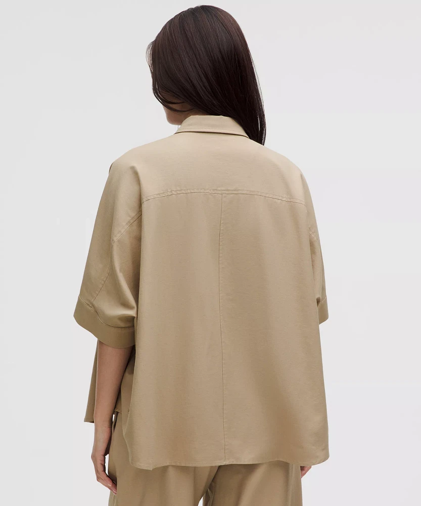 LuluLinen Relaxed Button-Up | Women's Short Sleeve Shirts & Tee's