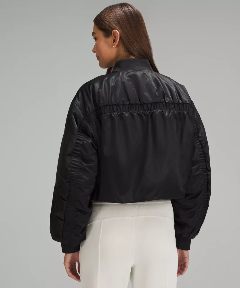 LULULEMON Athletica Jacket Da Bomber  Black Denim Color size 8 EXCELLENT  Cond!