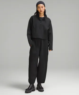 Mixed Fabric Relaxed-Fit Tapered High-Rise Pant | Women's Pants