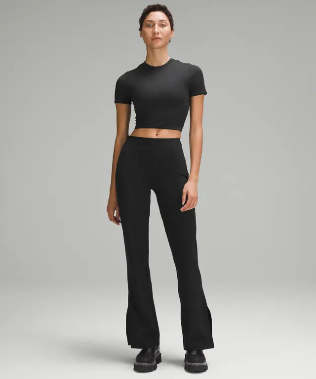 Mixed Fabric Relaxed-Fit Tapered High-Rise Pant
