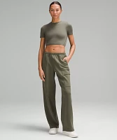 Cotton-Blend Double-Knit Mid-Rise Cargo Pant | Women's Pants