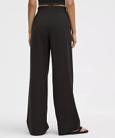 Stretch Woven Ruffle-Waist Wide-Leg Pant | Women's Pants