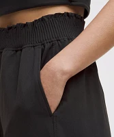 Stretch Woven Ruffle-Waist Wide-Leg Pant | Women's Pants