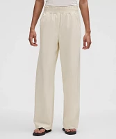 Stretch Woven Ruffle-Waist Wide-Leg Pant | Women's Pants