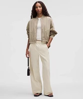 Stretch Woven Ruffle-Waist Wide-Leg Pant | Women's Pants