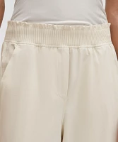 Stretch Woven Ruffle-Waist Wide-Leg Pant | Women's Pants