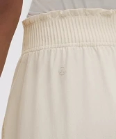 Stretch Woven Ruffle-Waist Wide-Leg Pant | Women's Pants