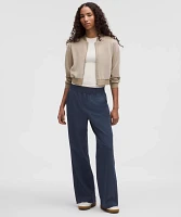 Stretch Woven Ruffle-Waist Wide-Leg Pant | Women's Pants