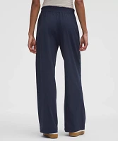 Stretch Woven Ruffle-Waist Wide-Leg Pant | Women's Pants