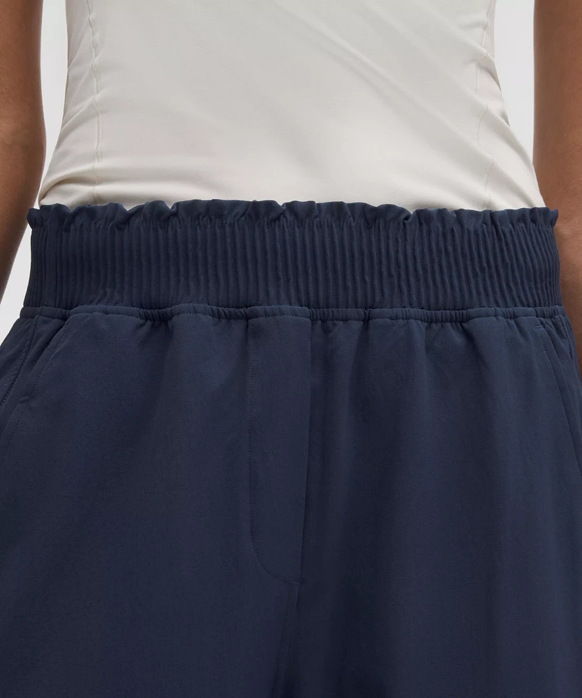 Stretch Woven Ruffle-Waist Wide-Leg Pant | Women's Pants
