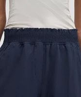 Stretch Woven Ruffle-Waist Wide-Leg Pant | Women's Pants